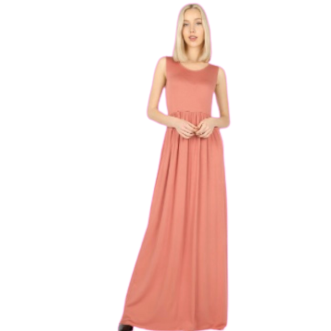 Women's Casual Premium Fabric Side Pockets Loose Long Maxi Dress